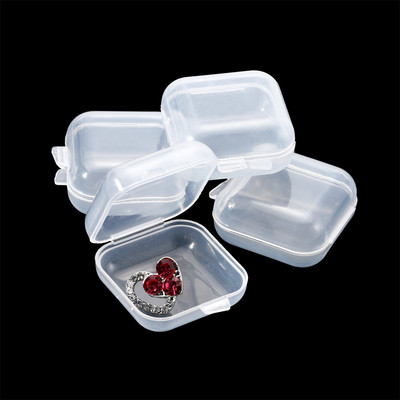 5/10Pcs Small Boxes Square Transparent Plastic Box Jewelry Storage Case Finishing Container Packaging Storage Box for Earrings