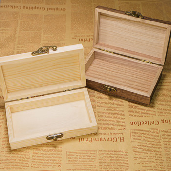 Κουτί αποθήκευσης σπιτιού Χειροποίητο χειροποίητο κοσμηματοπωλείο Γαμήλιο πουπουλένιο παπιγιόν Κουτιά φυσικά ξύλινα με καπάκι Χρυσή κλειδαριά Ξύλινα κουτιά για δώρο