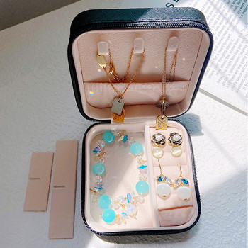 Φορητό κουτί αποθήκευσης κοσμημάτων Ταξιδιωτική θήκη κοσμημάτων PU Storage earrings Κολιέ Δαχτυλίδι κοσμήματα Organizer Οθόνη χωρίς κοσμήματα