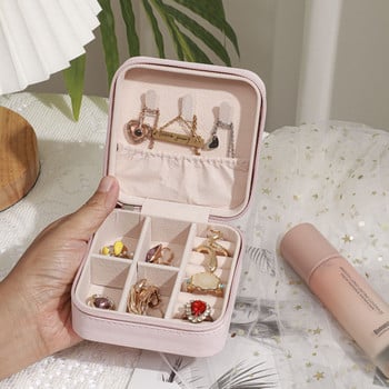 Φορητό Jewelry Box Jewelry Organizer Οθόνη Ταξιδιωτικές κοσμηματοθήκες Κουμπιά με κουμπί Δερμάτινο φερμουάρ αποθήκευσης Jewelers Joyero Display