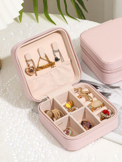 Kaasaskantav ehtekarp Ehtekorraldaja ekraan Reisi ehtekarbid, nööbid, nahast, tõmblukk Juveliirid Joyero ekraan