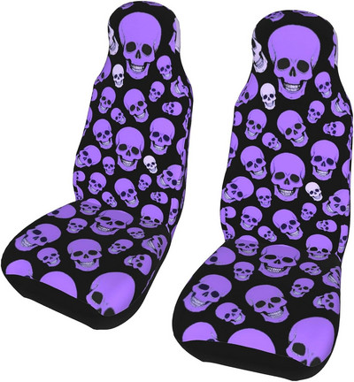 Purple Skulls Καλύμματα καθισμάτων αυτοκινήτου για γυναίκες Προστατευτικό κάλυμμα μπροστινού καθίσματος Universal ανθεκτικό στη σκόνη άνετα αντιολισθητικά αξεσουάρ αυτοκινήτου