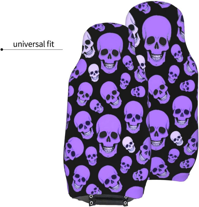 Purple Skulls automobilių sėdynių užvalkalai moterims priekinės sėdynės dangtelio apsauga Universalūs dulkėms atsparūs patogūs neslystantys automobilio priedai