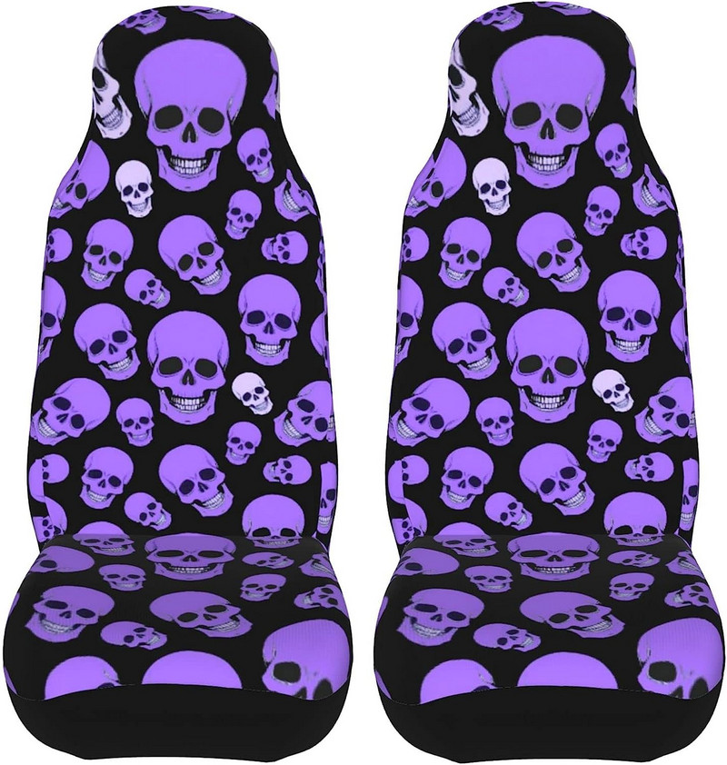Purple Skulls automobilių sėdynių užvalkalai moterims priekinės sėdynės dangtelio apsauga Universalūs dulkėms atsparūs patogūs neslystantys automobilio priedai