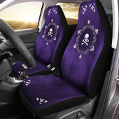Skull Flowers Purple Print Auto esiistmekate Autode istmekatte tarvikud Hingav esiistme kate 2 komplekti