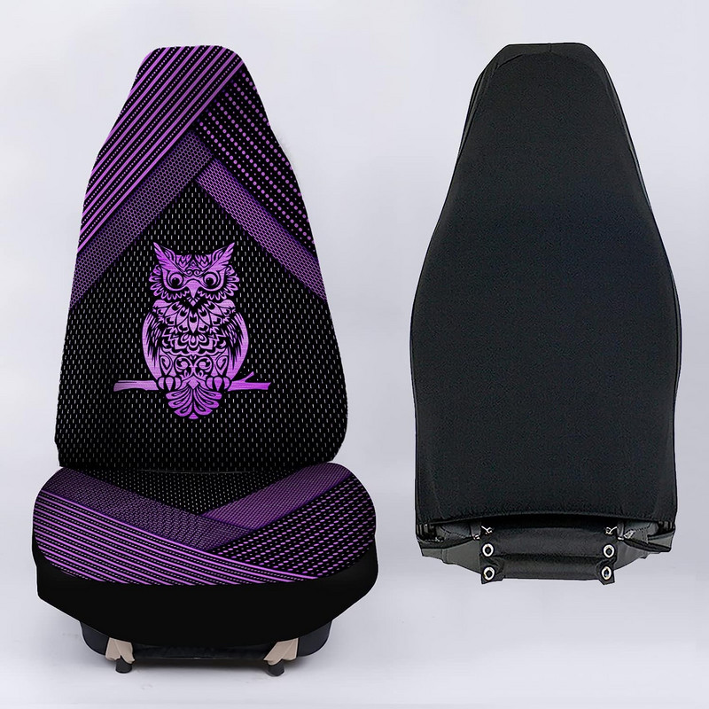 Lilla Boho Owl Print Autotarvikud Sisekujunduskomplekt, 2, vastupidav istmekate meestele, naistele, sobib autole või maasturile