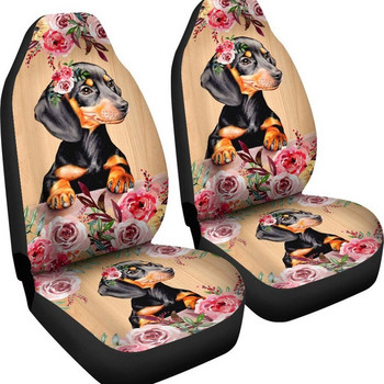 Красиви калъфи за седалки за любителите на дакели Калъфи за седалки за животни в стил Мандала Калъфи за предни седалки за кола Чифт калъфи