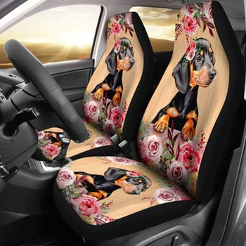 Красиви калъфи за седалки за любителите на дакели Калъфи за седалки за животни в стил Мандала Калъфи за предни седалки за кола Чифт калъфи