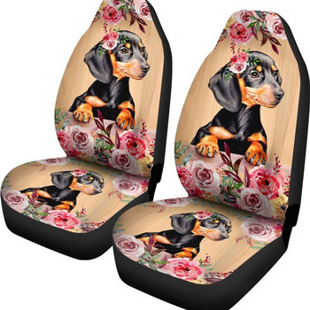 Όμορφα καλύμματα καθισμάτων για τους λάτρεις του Dachshund Καλύμματα καθισμάτων αυτοκινήτου με ζώα σε στυλ Mandala Μπροστινά καλύμματα καθισμάτων αυτοκινήτου Ζεύγος καλύμματα