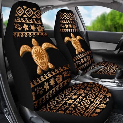 Țestoasă tribală de mare în stil hawaian aztec Huse pentru scaune auto cu potrivire universală Set 2 buc Huse scaune față Accesorii pentru mașină Mărime unică