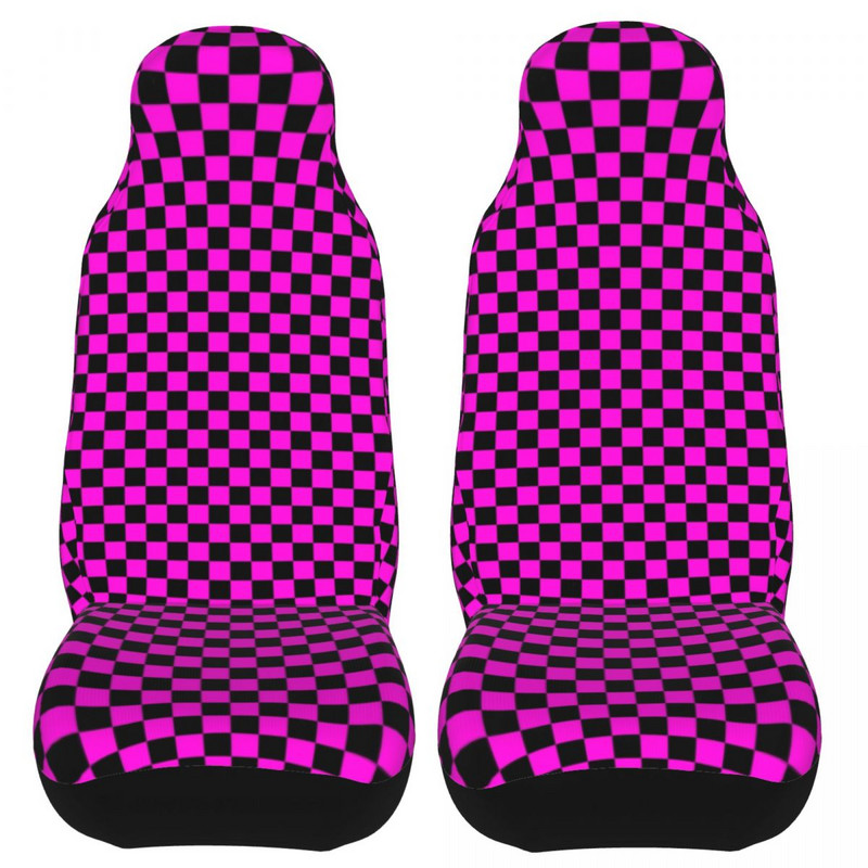 Rózsaszín kockás sakktábla univerzális autós üléshuzat védő belső kiegészítők autó üléshuzat poliészter vadászat