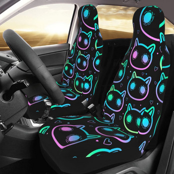 Цветни страшни котки Универсален калъф за столче за кола Авто интериор, подходящ за всички видове модели Калъфи за седалки Плат протектор за седалки