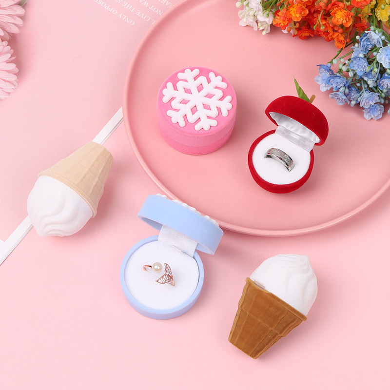 1 bucăți flocat cuplu iubit cercei suport afișaj inele cutie colier cutii bijuterii case container logodna nunta petrecere cadouri