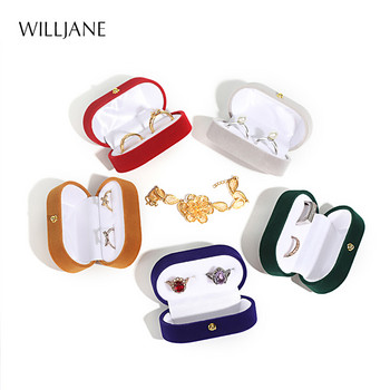 Κουτί συσκευασίας βέρας γάμου Θήκη με καρφιά για αυτιά Βελούδινο αρραβωνιαστικό κουτί δαχτυλιδιού για δώρο Valentine Διπλά δαχτυλίδια Βιτρίνα αποθήκευσης