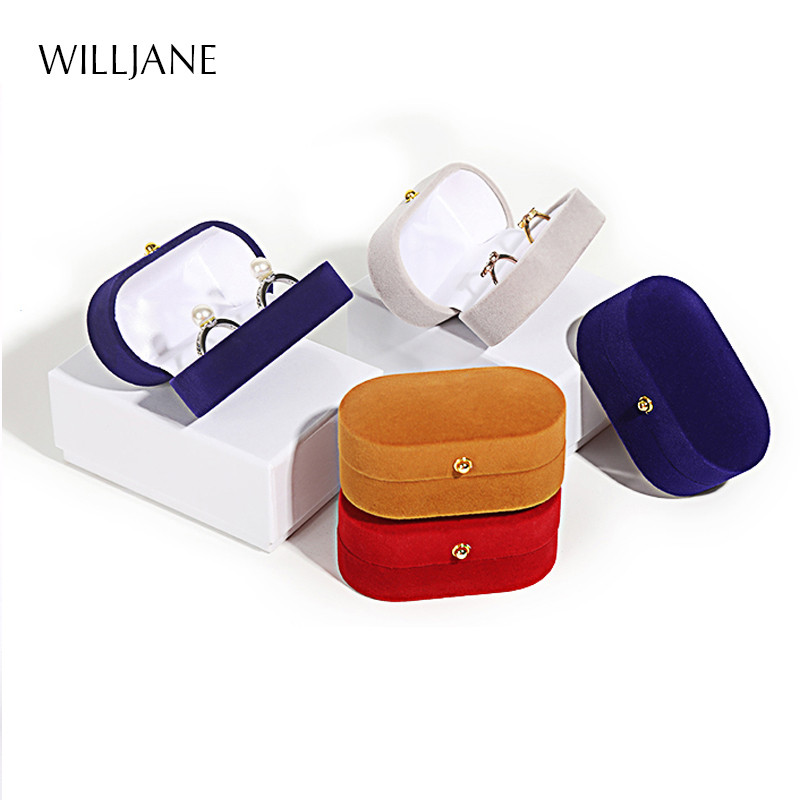Abielusõrmuste pakkekarp Kõrvakinnituste hoidik Velvet kihluspaari sõrmusekarp Valentine Kingitus Topeltsõrmused Hoiuvitriin