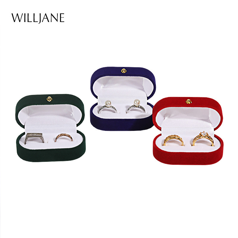 Abielusõrmuste pakkekarp Kõrvakinnituste hoidik Velvet kihluspaari sõrmusekarp Valentine Kingitus Topeltsõrmused Hoiuvitriin