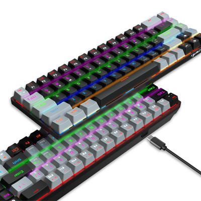 Új, 68 gombos zöld tengelyű, piros tengelyű mechanikus billentyűzet, kétszínű RGB, több háttérvilágítású gombsor-elválasztó játékbillentyűzet