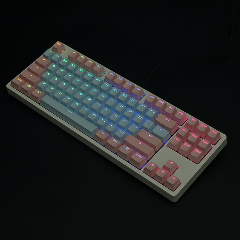 87 klavišų klaviatūra, skirta asmeniniam kompiuteriui su kontrastingos spalvos klaviatūros dangteliu PBT mechaninės klaviatūros pakeitimo klaviatūros priedai