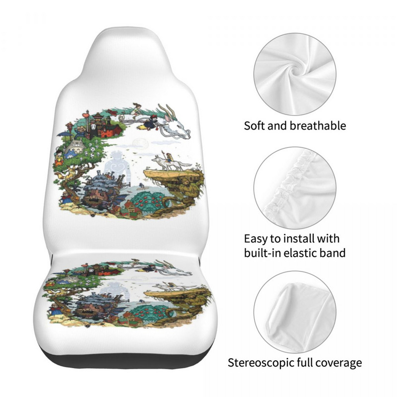 „Ghibli Anime Spirited Away Dragon“ universalūs automobilių sėdynių užvalkalai tinka bet kokiam sunkvežimio visureigiui „Hayao Miyazaki Bucket“ sėdynės apsauginis užvalkalas