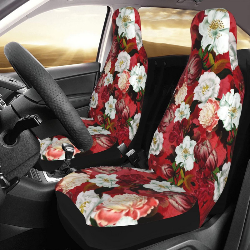 Husa scaun auto universal Bohemian Boho Patru anotimpuri pentru toate tipurile de modele Covoraș pentru scaun auto cu trandafir cu flori din poliester Accesorii auto