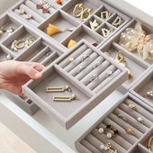 Nova baršunasta ladica za pohranjivanje nakita za narukvice, naušnice, ogrlice, organizatori prstenova, radna površina, klasifikacijska ladica, ladica, kutija s ladicama