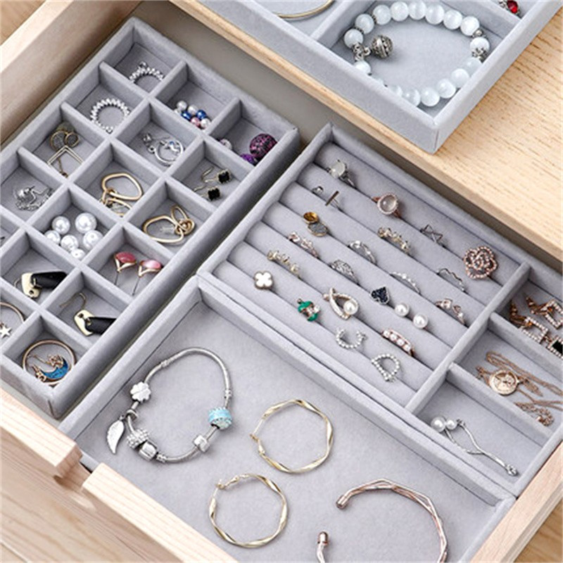 Nova baršunasta ladica za pohranjivanje nakita za narukvice, naušnice, ogrlice, organizatori prstenova, radna površina, klasifikacijska ladica, ladica, kutija s ladicama