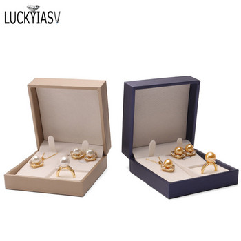 Висококачествена кожена кутия за пръстени за бижута Кутия за подаръци за бижута Чифт пръстени Обеци Колие Кутия за гривни Органайзер за бижута Контейнер 2023