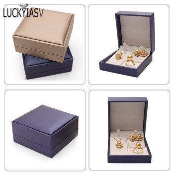 Висококачествена кожена кутия за пръстени за бижута Кутия за подаръци за бижута Чифт пръстени Обеци Колие Кутия за гривни Органайзер за бижута Контейнер 2023