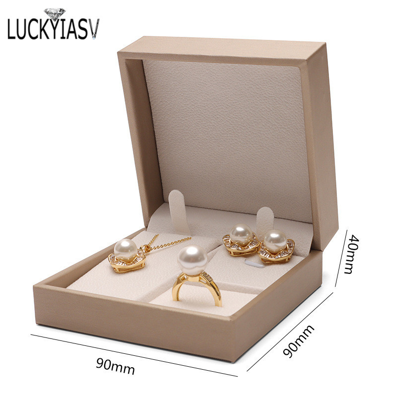 Kvaliteetne nahast ehtekarbi sõrmusekarp ehete kinkekarbi paar sõrmuse kõrvarõngad kaelakee käevõru karbi ehete korraldaja konteiner 2023