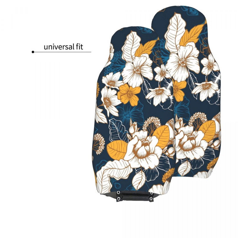 Huse universale pentru scaune auto cu bujor și flori, bleumarin și auriu, patru anotimpuri, pentru femei, cu flori, huse pentru scaune, vânătoare din fibre