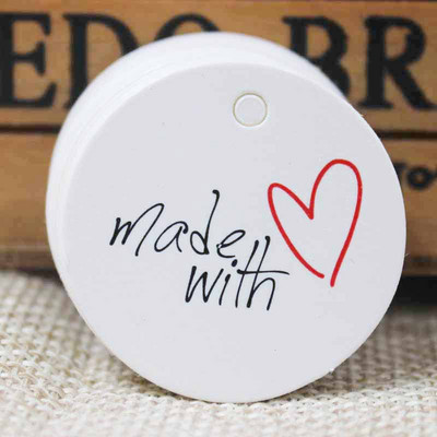 Etichete din hârtie albă/kraft de 1,18 inch stoc 100 de buc etichetă realizată manual cu etichetă de hârtie de dragoste pentru cutie de cadou DIY favoruri realizate manual