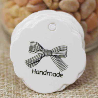 Etichete din hârtie albă/kraft de 1,18 inch stoc 100 de buc etichetă realizată manual cu etichetă de hârtie de dragoste pentru cutie de cadou DIY favoruri realizate manual