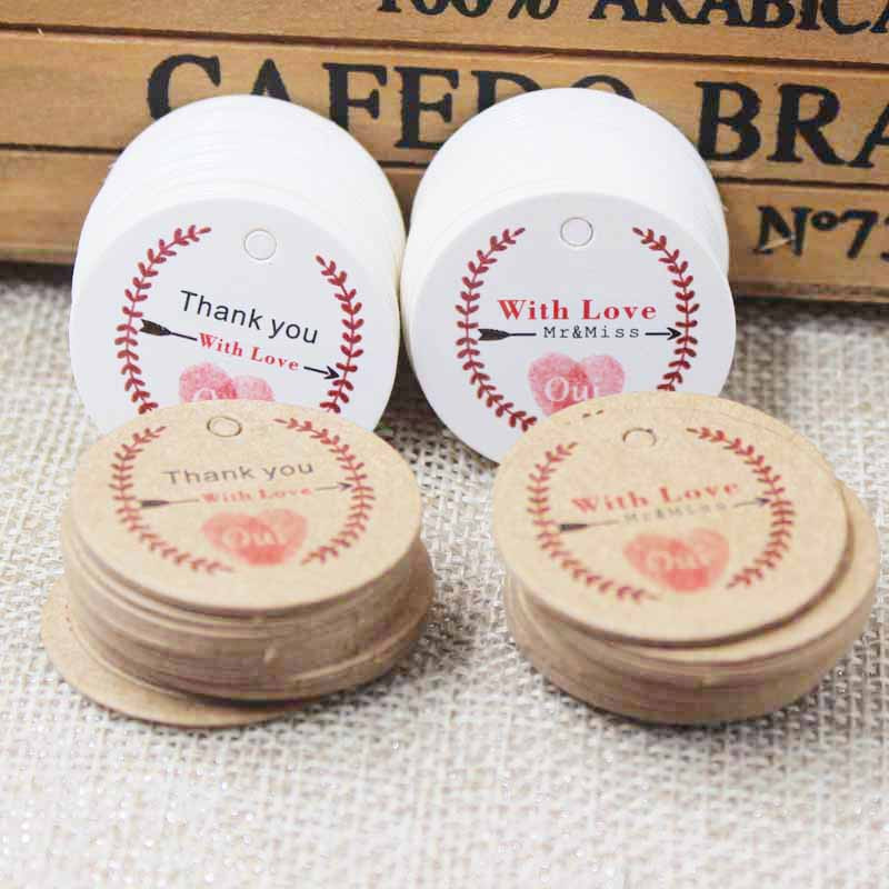 Etichete din hârtie albă/kraft de 1,18 inch stoc 100 de buc etichetă realizată manual cu etichetă de hârtie de dragoste pentru cutie de cadou DIY favoruri realizate manual