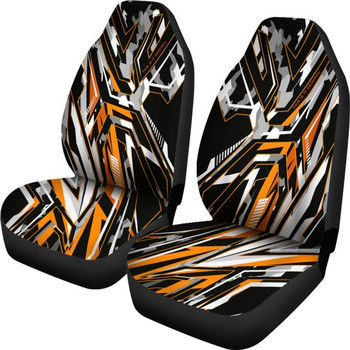 Екстремни състезателни калъфи за автомобилни седалки в армейски стил с черен и оранжев дизайн, пакет от 2 универсални предпазни калъфа за предни седалки