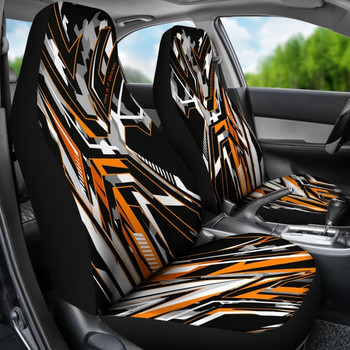 Extreme Racing Army Style Μαύρο & Πορτοκαλί καλύμματα καθισμάτων αυτοκινήτου, Πακέτο 2 Universal Προστατευτικό κάλυμμα μπροστινού καθίσματος