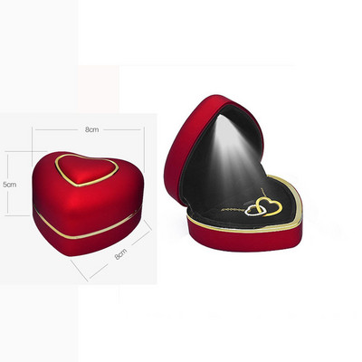 Cutie cu inele luminoase cu LED în formă de inimă, colier, pandantiv, cutie de bijuterii, propunere de inel, cutie de depozitare pentru bijuterii, decorare, cadou de aniversare