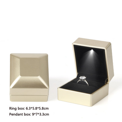 Cutie cu inele luminoase cu LED în formă de inimă, colier, pandantiv, cutie de bijuterii, propunere de inel, cutie de depozitare pentru bijuterii, decorare, cadou de aniversare