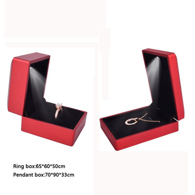 Cutie cu inele luminoase cu LED în formă de inimă, colier, pandantiv, cutie de bijuterii, propunere de inel, cutie de depozitare pentru bijuterii, decorare, cadou de aniversare