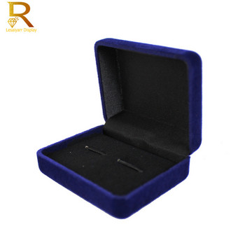 Μπλε βελούδινο μανικετόκουμπα Κλιπ γραβάτας Κουτί Ποιοτικό Ανδρικά μανικετόκουμπα Κοσμήματα Συσκευασία Κουτί χειροτεχνίας Σήμα Κουτί δώρου για κοσμήματα