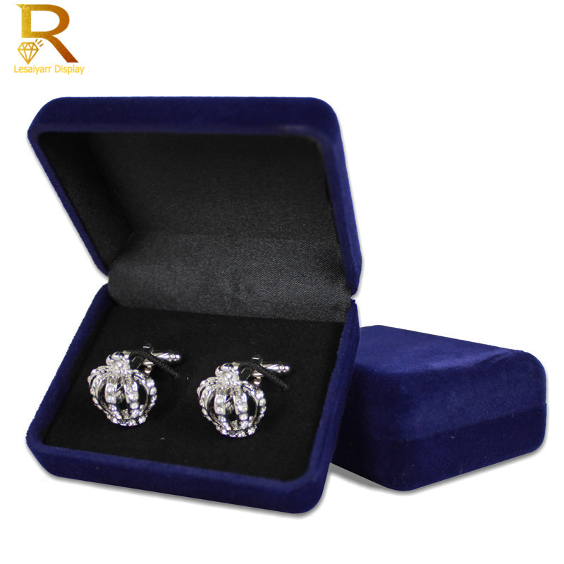 Sinine samet mansetinööbid Lipsuklambrid Karp Kvaliteetne Meeste Mansetinööbid Ehete Pakendikarp Käsitöömärgi kinkekarp ehete jaoks