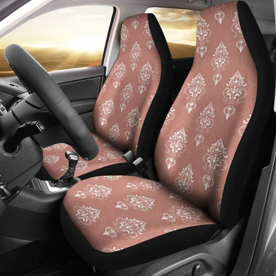 Rose Gold Damask mustriga autoistmekatete komplekt, 2 universaalset esiistme kaitsekatet