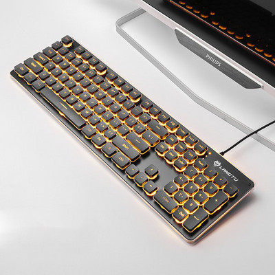 104 klavišų nutildymo spustelėjimo laidinė klaviatūra staliniam nešiojamajam kompiuteriui Rožinė balta juoda geltona spalvinga klaviatūra vandeniui atspari žaidimų klaviatūra