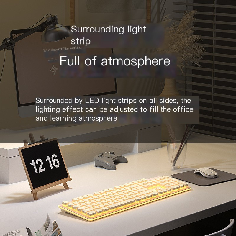 104 klavišų nutildymo spustelėjimo laidinė klaviatūra staliniam nešiojamajam kompiuteriui Rožinė balta juoda geltona spalvinga klaviatūra vandeniui atspari žaidimų klaviatūra