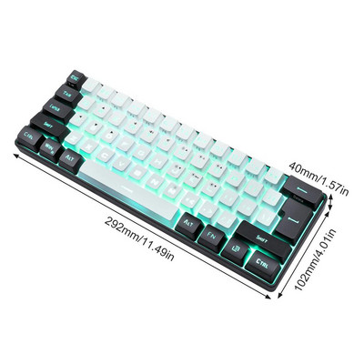 Kompaktiška USB klaviatūra 60 procentų laidinė klaviatūra su RGB apšvietimu, nuimamu C tipo laidu, tinka asmeniniam kompiuteriui ir nešiojamam kompiuteriui