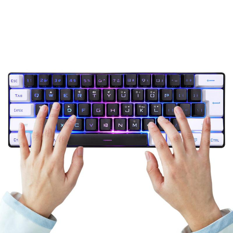 Kompaktiška USB klaviatūra 60 procentų laidinė klaviatūra su RGB apšvietimu, nuimamu C tipo laidu, tinka asmeniniam kompiuteriui ir nešiojamam kompiuteriui