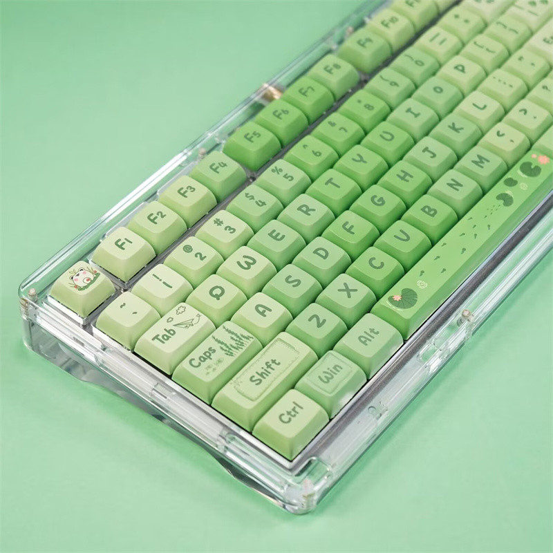 Újdonság mechanikus billentyűzet XDA profilos kulcssapka Matcha menta zöld Teclado Gaming PBT billentyűsapka 127 gombos festékkel kiegészített egyedi Mx kapcsoló