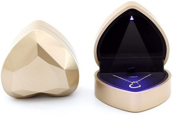 Σχήμα καρδιάς LED Light κολιέ Κρεμαστό βραχιόλι Βραχιόλι θήκη ποδιών Κουτί Πρόταση λουράκι γάμου Εμφάνιση κουτί κοσμημάτων αποθήκευσης