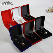 Hulgimüügi ripats kaelakee kett hoiupakk kinkekarp Pehme must sinine/punane/sametist puusärk pikad kõrvarõngad ehete organiseerimiskarp