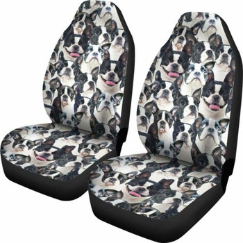 Калъфи за автомобилни седалки за Boston Terrier с цялото лице, пакет от 2 универсални предпазни калъфа за предни седалки
