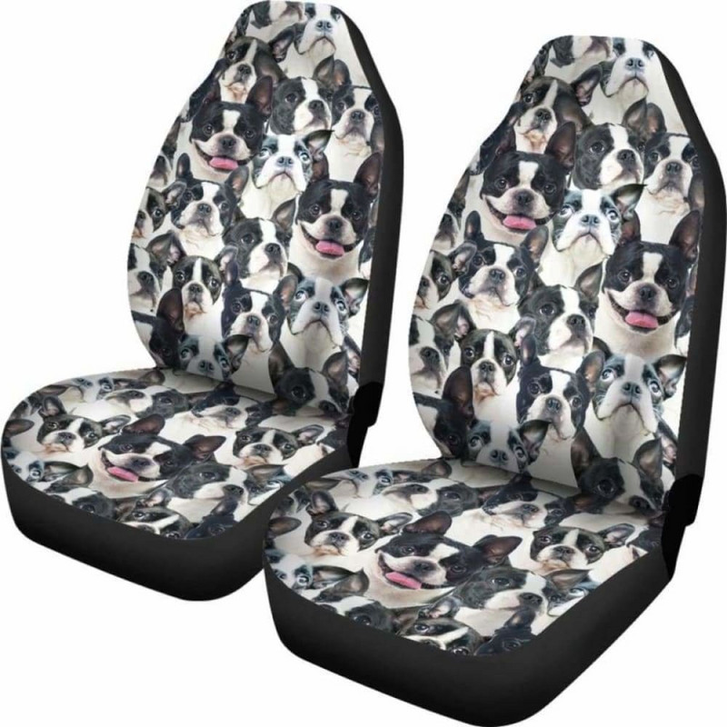 Huse pentru scaune auto Boston Terrier integral, pachet de 2 huse universale de protecție pentru scaunul din față